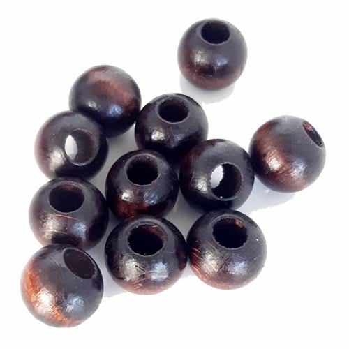 Çanta Aksesuar 22 Mm 10 Adet Ahşap Yuvarlak Boncuk Koyu Renk