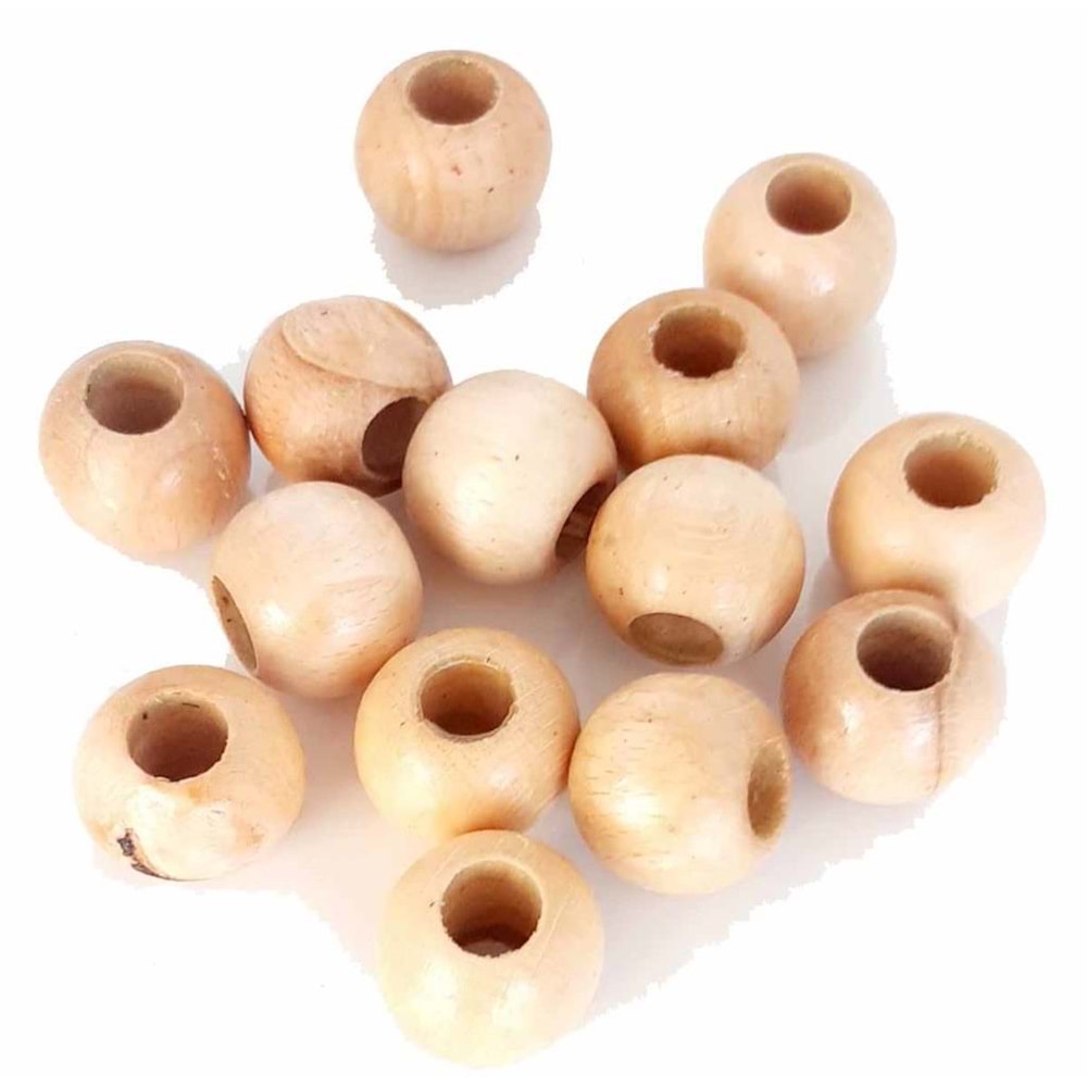 Çanta Aksesuar 22 Mm 10 Adet Açık Renk Ahşap Yuvarlak Boncuk