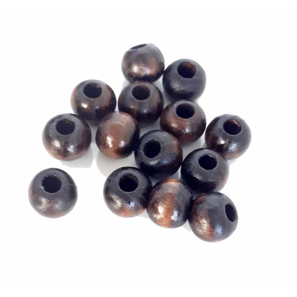 Çanta Aksesuar 20 Mm 10 Adet Koyu Renk Ahşap Yuvarlak Boncuk