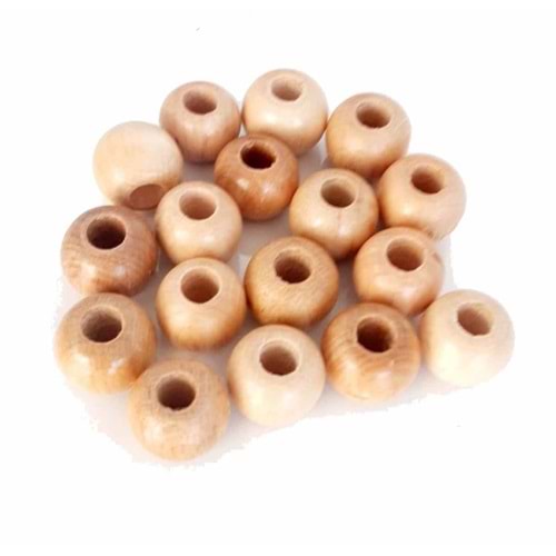 Çanta Aksesuar 20 Mm 10 Adet Açık Renk Ahşap Yuvarlak Boncuk