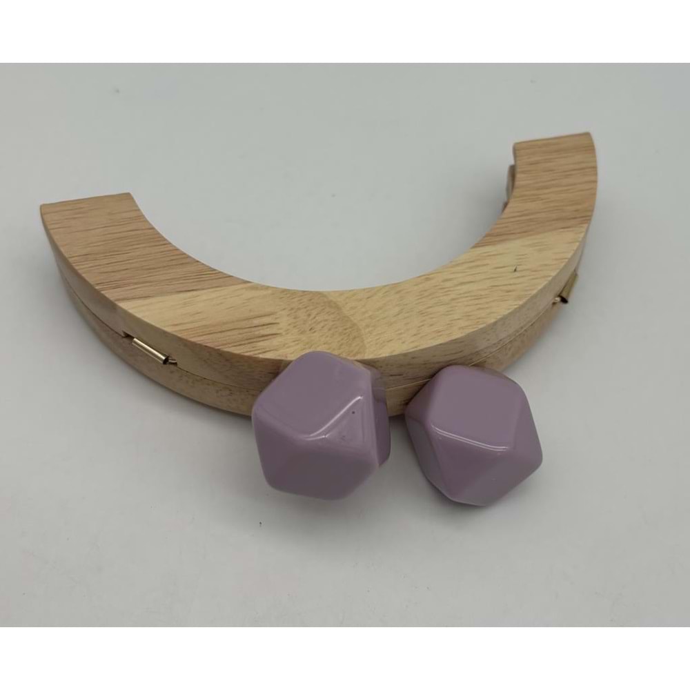 Çanta Aksesuar 14 Cm Oval Ahşap Burs Lila Renk Toplu