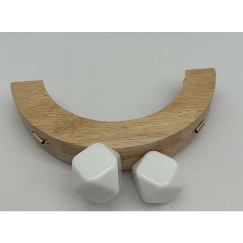 Çanta Aksesuar 14 Cm Oval Ahşap Burs Beyaz Renk Toplu