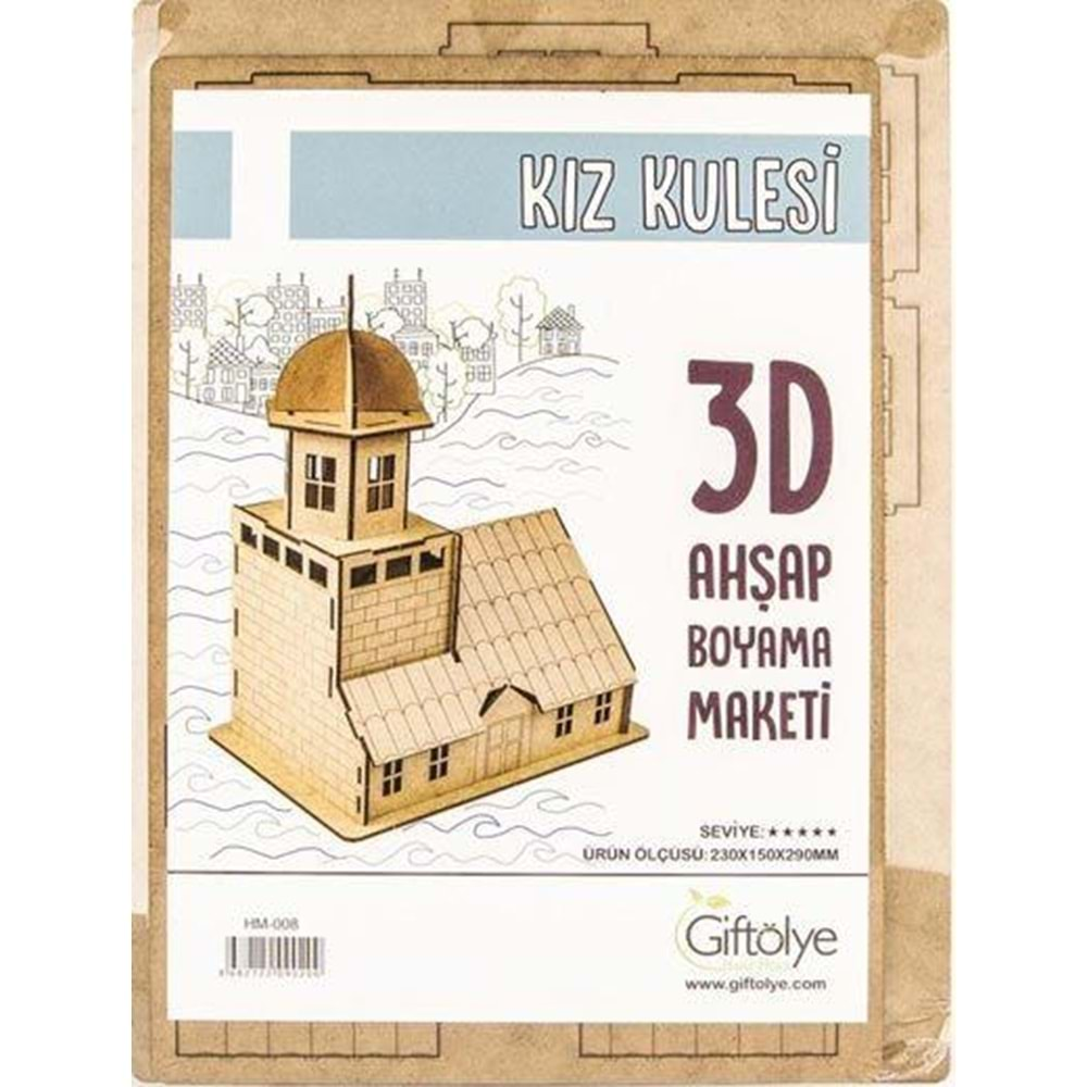 Giftölye 3D Ahşap Kız Kulesi Hm-008