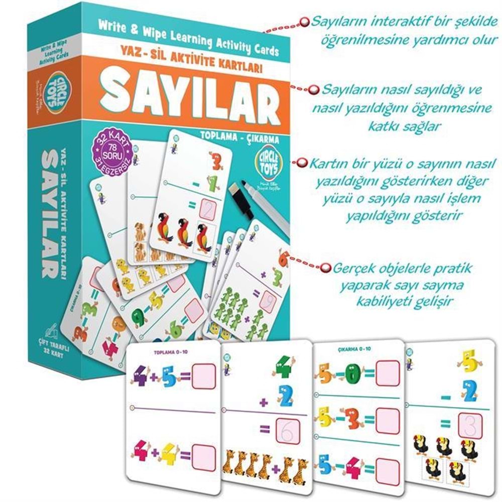 Circle Toys Yaz Sil Sayılar Toplama-Çıkarma Hr014