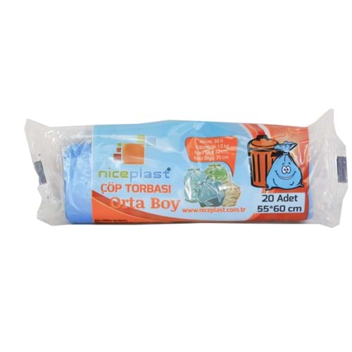 Nice Plast Çöp Poşeti Mavi Orta 55X60 Gz0275