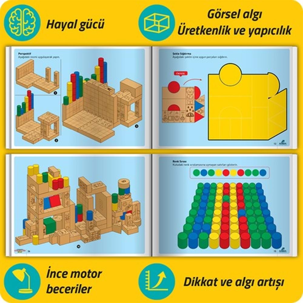 Adeda Dikkati Güçlendirme Seti 8 Yaş Plus(120 Ahşap Materyal + 3 Kitap Takım)