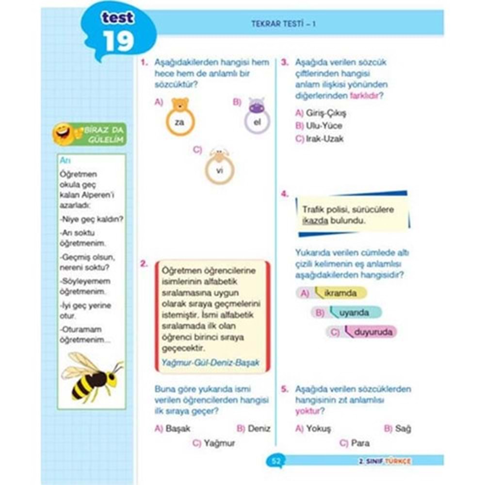 Dikkat Atölyesi 2. Sınıf İpuçlu Eğlenceli-Öğretici Türkçe Yeni Nesil Soru Bankası
