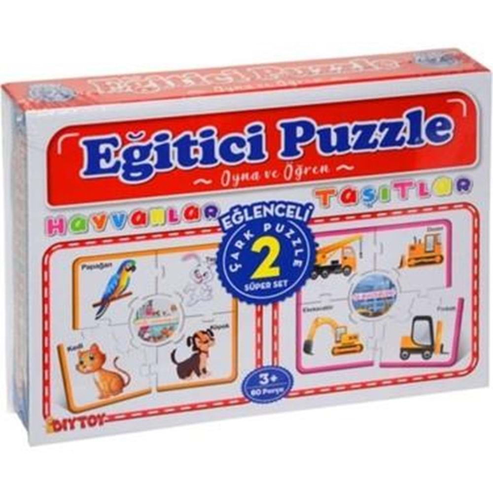 Dıy Toy Çark Eğitici Puzzle Hayvanlar-Taşıtlar 1963