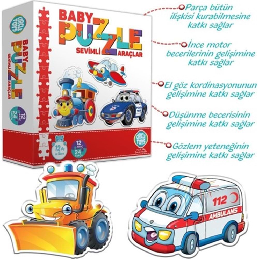 Circle Toys Baby Puzzle Araçlar 24 Parça Ct022