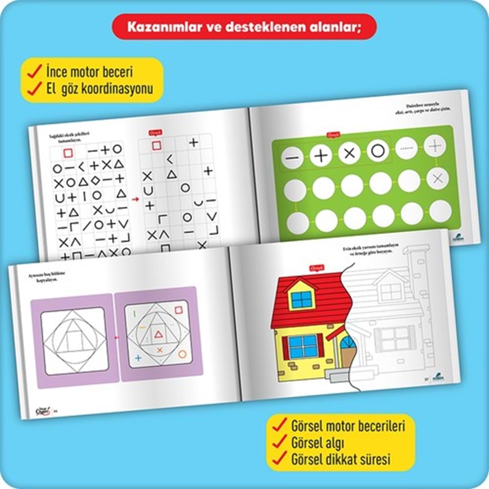 Adeda Dikkatli Çizgiler 5-7 Yaş Okuldan Önce Serisi 3 Kitap Set