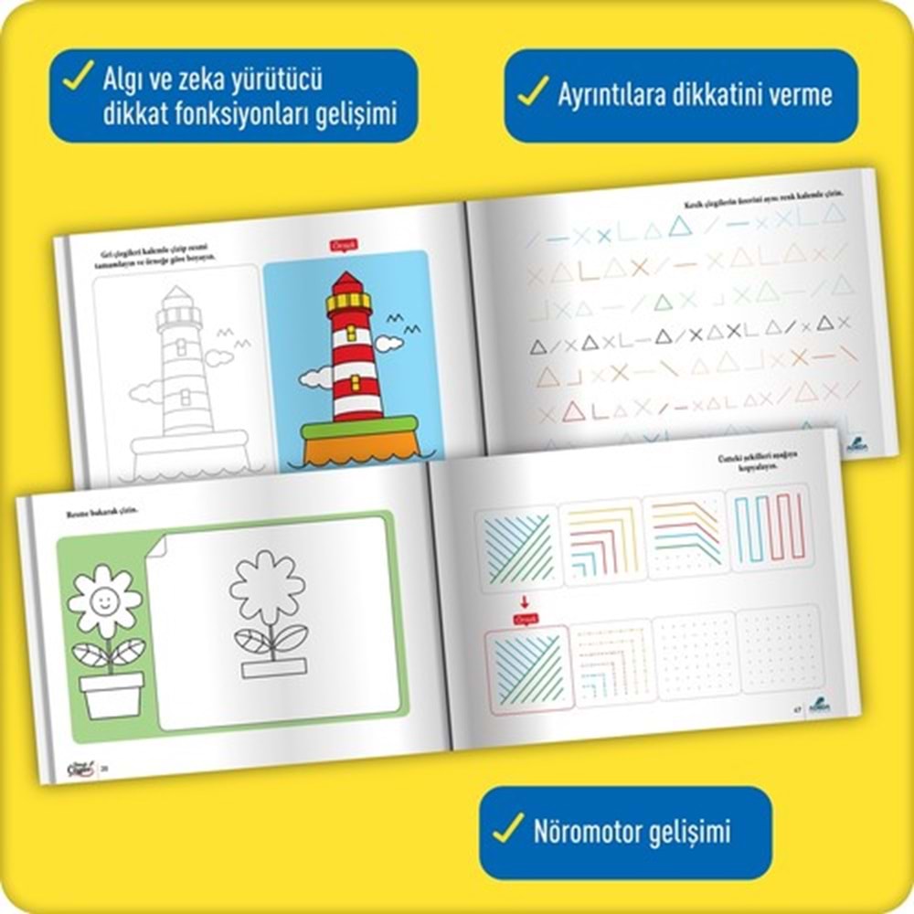 Adeda Dikkatli Çizgiler 5-7 Yaş Okuldan Önce Serisi 3 Kitap Set