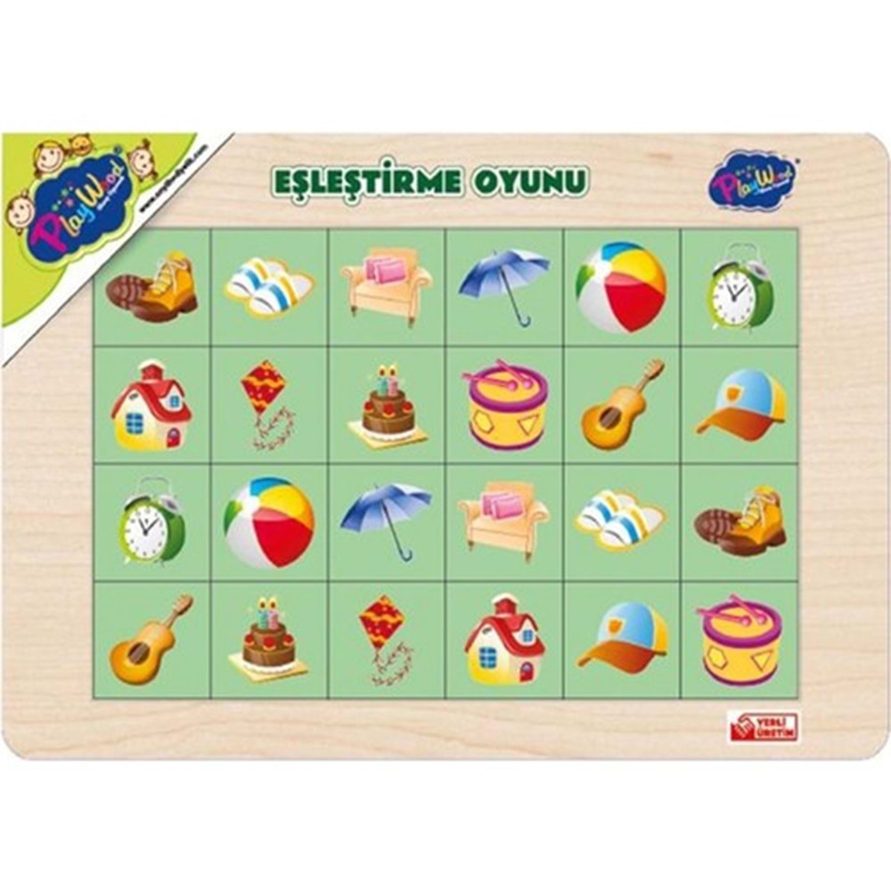 Playwood Ahşap Eğitici 4 Çeşit Eşleştirme Karışık Meyve