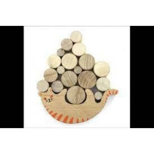 Soylu Ahşap Kedili Denge Oyunu