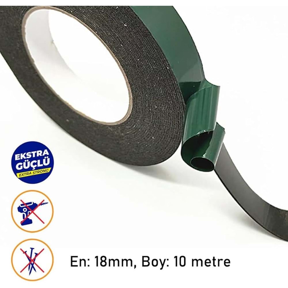 Knıtex Eva Bant Yeşil Siyah 18Mmx10Mt Ktx-2849