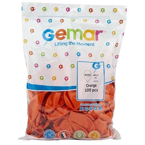 Metalik Balon Gm110 28Cm 100 Lü Turuncu 031