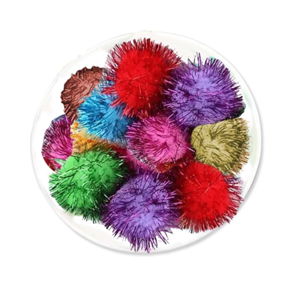 Kikajoy Ponpon Simli 30Mm 12 Li Pon-40Sm -Karışık-