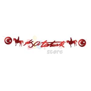 Dekoratif Banner KAtatürk Kırmızı 16x112cm