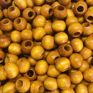 Ahşap Boncuk Renkli 1Kg 10Mm Yuvarlak Sarı