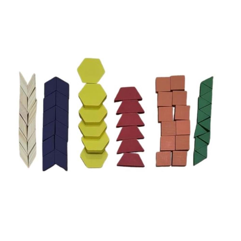 Hobi Eğitim Dünyası Ahşap Tangram Puzzle Blok Seti 60 Parça Hed513