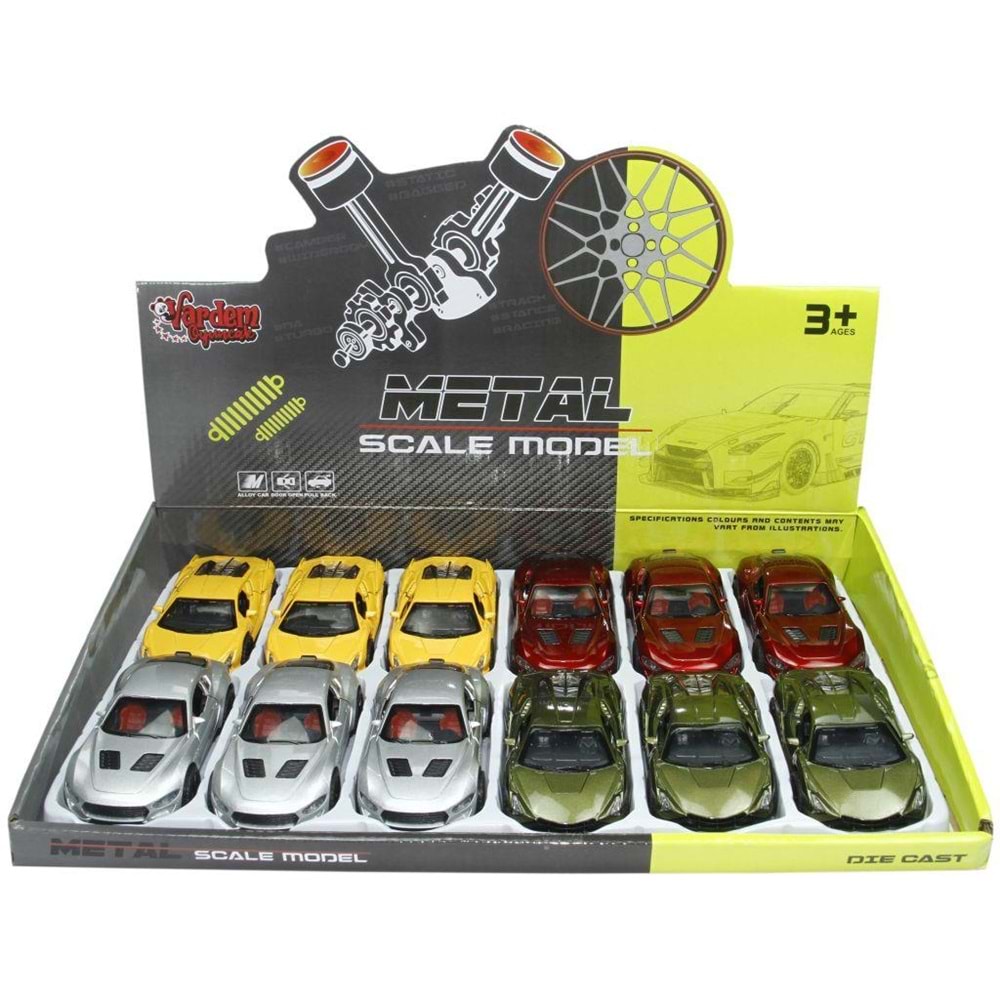 Vardem Oyuncak Çek Bırak 1:36 Metal Spor Araba KM-36111C(1Adet)
