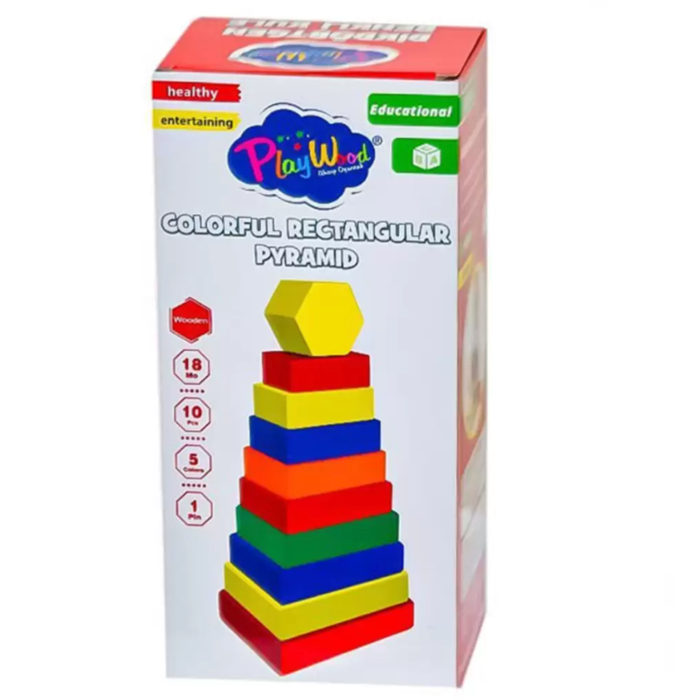 Play Wood Kutuda Ahşap Dikdörtgen Renkli Kule ONY-393