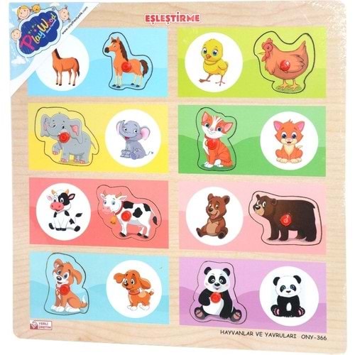 Play Wood Ahşap Tutmalı Eşleştirme Hayvanlar ONY-366/367