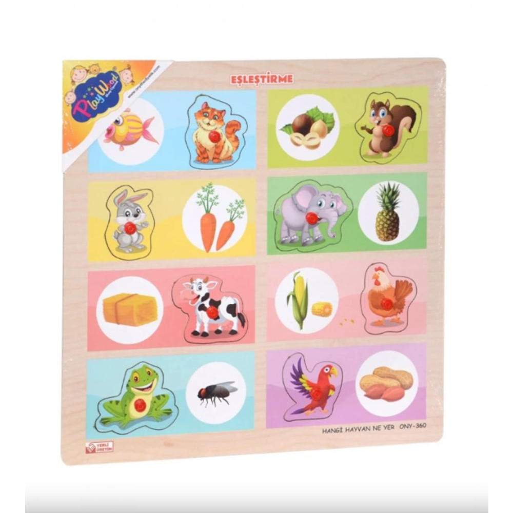 Play Wood Ahşap Tutmalı Eşleştirme Hayvan Yer ONY-360/361