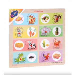 Play Wood Ahşap Tutmalı Eşleştirme Hayvan Yer ONY-360/361