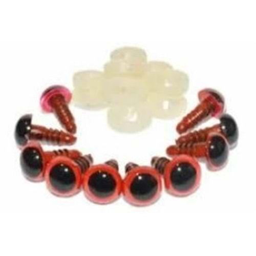 Vidalı Göz 8mm Kırmızı (1 Adet)