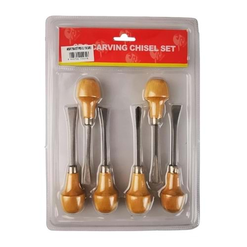 Ahşap Yuv. Saplı Prof. Oyma Seti 6 Lı