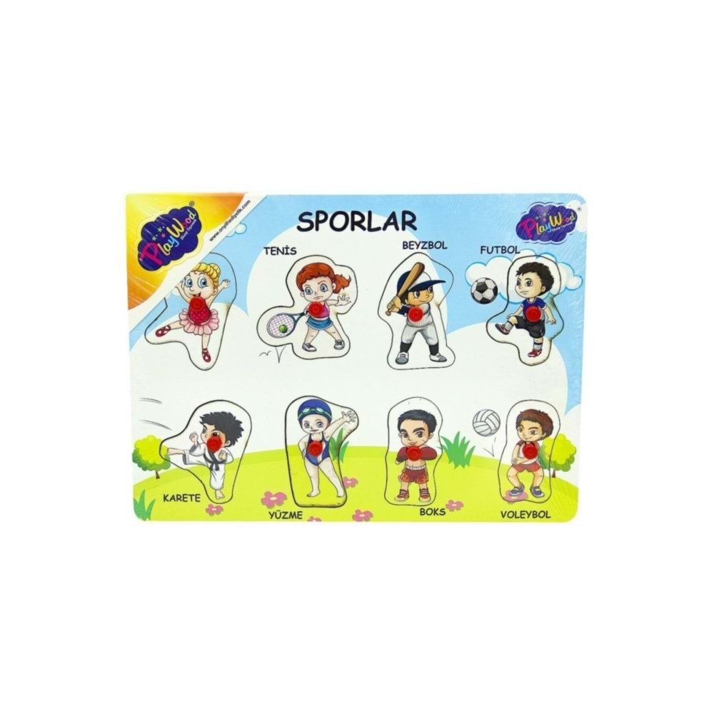 Play Wood Tutmalı Ahşap Puzzle Sporlar ONY-143