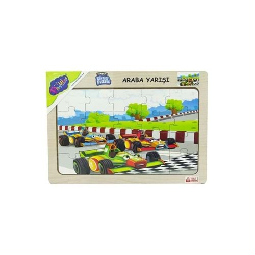 Play Wood Ahşap Eğitici Puzzle Araba Yarışı ONY-93/94/95/