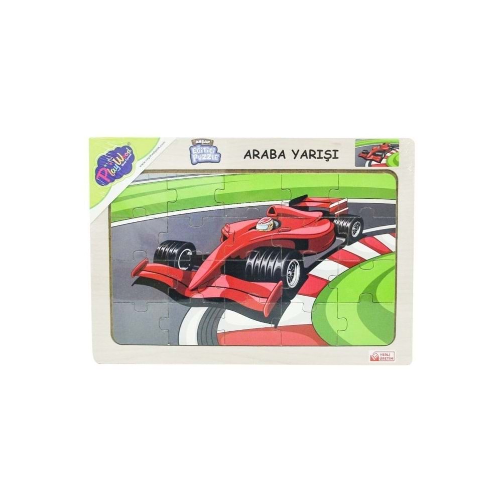 Play Wood Ahşap Eğitici Puzzle Araba Yarışı ONY-93/94/95/