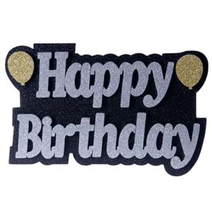 Kika Strafor Süs Happy Birthday Balonlu Gümüş