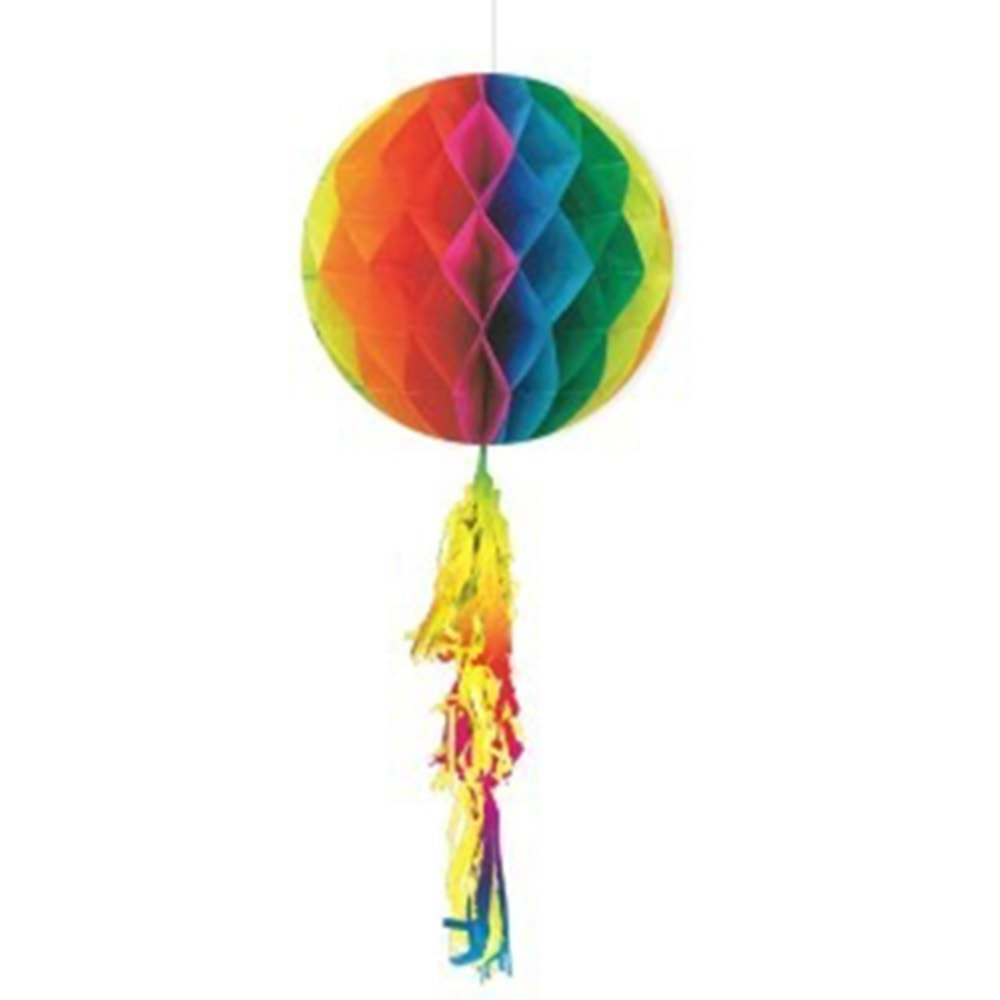 Kika KF091 Gökkuşaı Püsküllü Petekli Kağıt Süs 30c