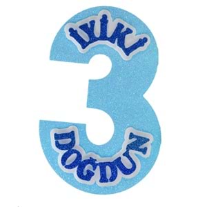 Kika Strafor Süs İyi ki Doğdun 3 Mavi