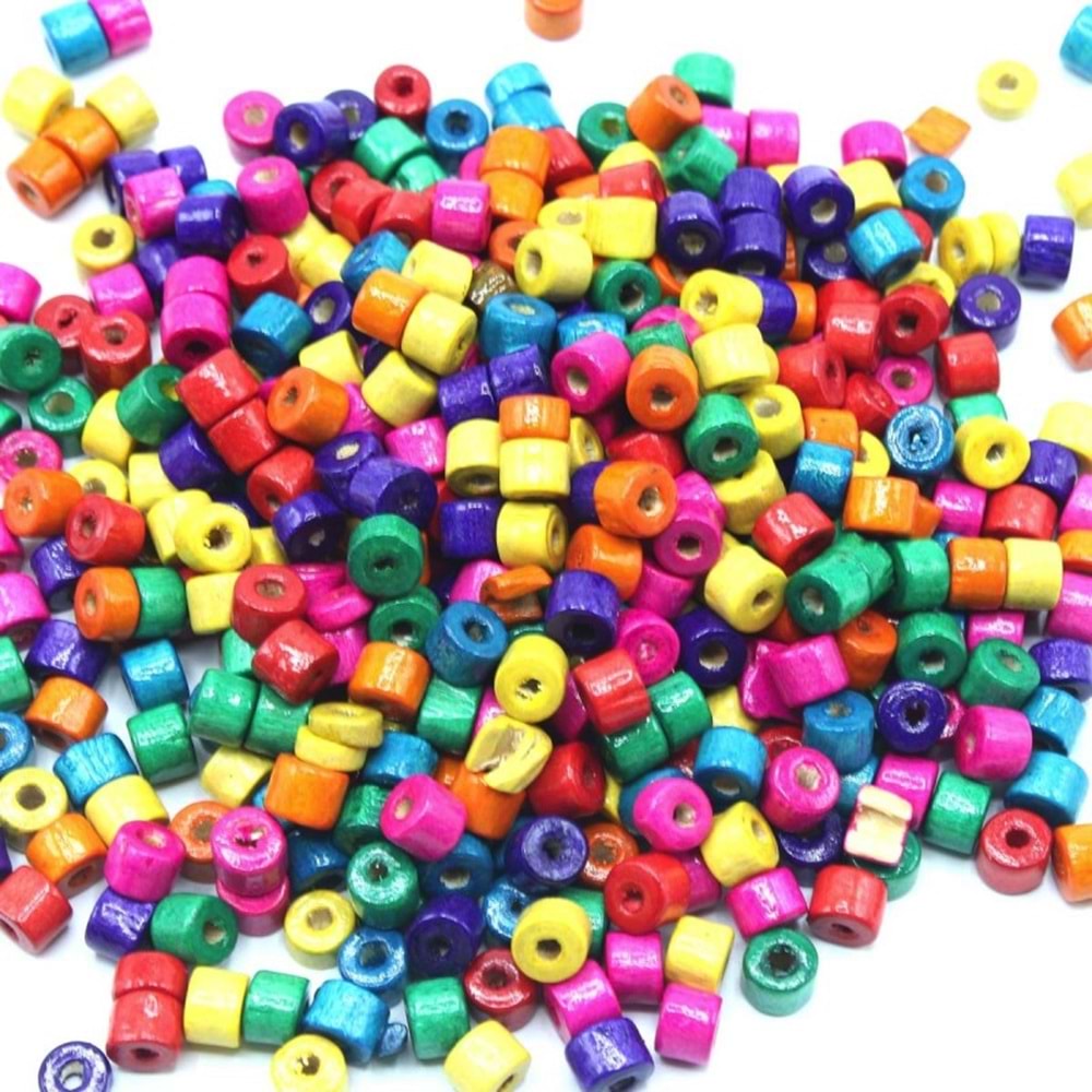 Ahşap Boncuk Renkli Askılı 14Mm Silindirik 34117