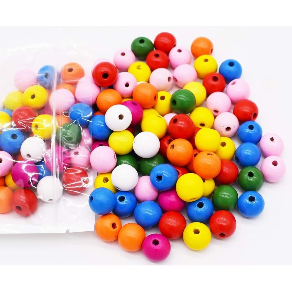 Ahşap Boncuk Renkli 18Mm Yuvarlak 40 lı 66722