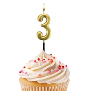 Kikajoy Rakam Mum 7cm Altın 3