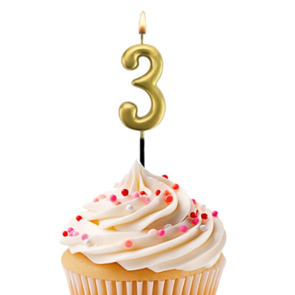 Kikajoy Rakam Mum 7cm Altın 3