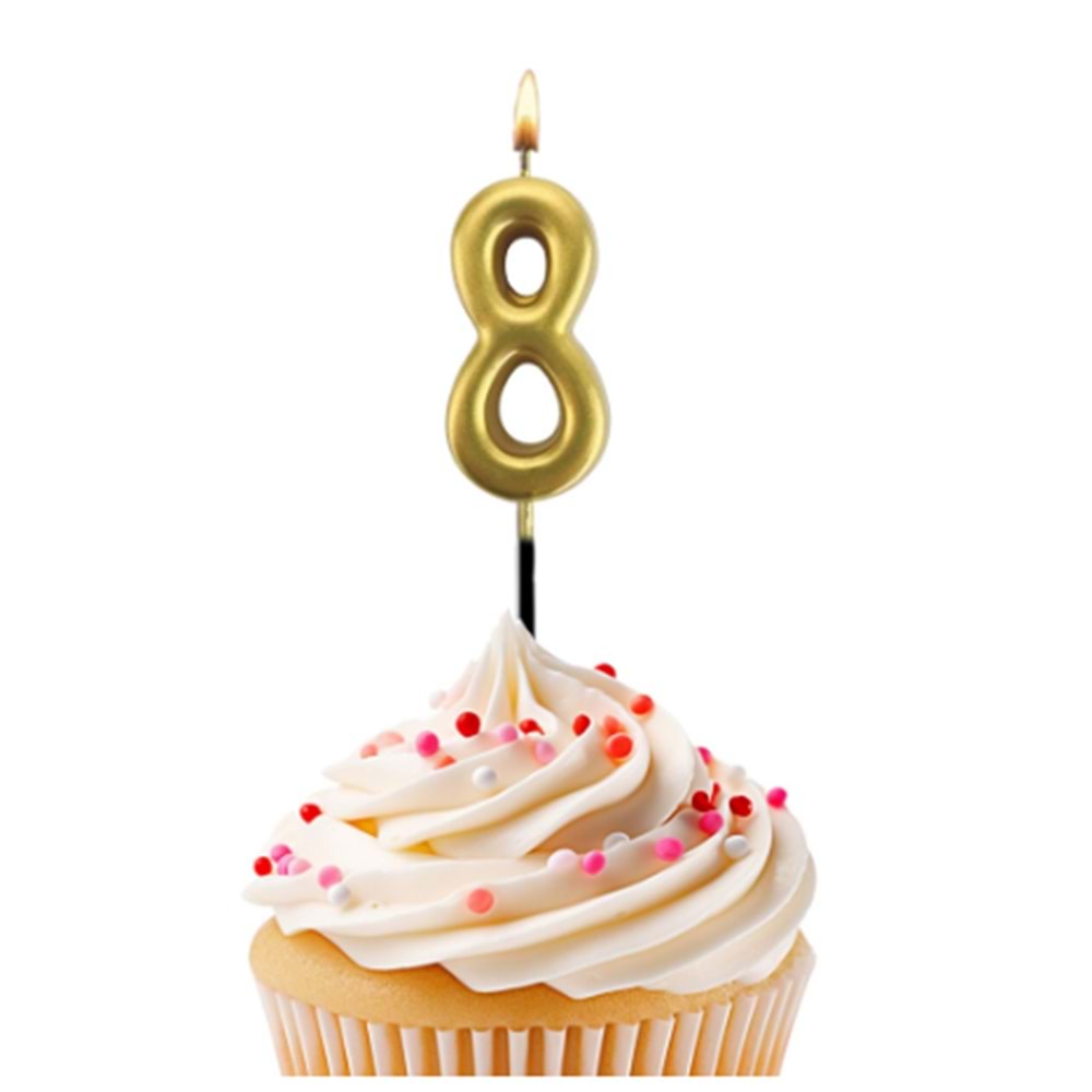 Kikajoy Rakam Mum 7cm Altın 8