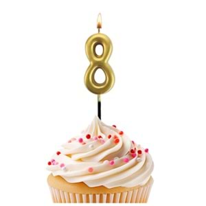 Kikajoy Rakam Mum 7cm Altın 8