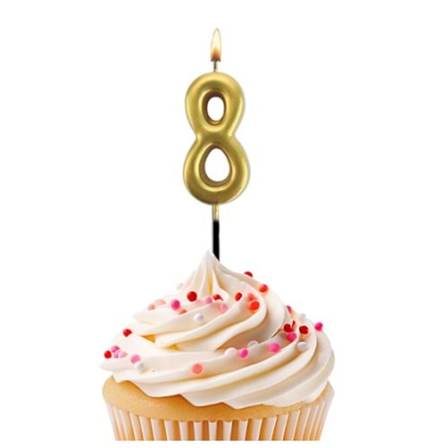 Kikajoy Rakam Mum 7cm Altın 8