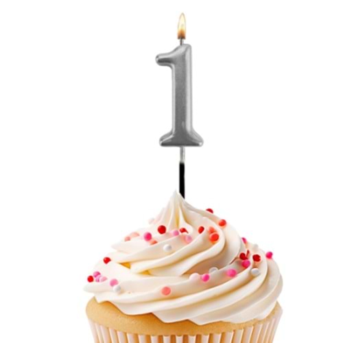 Kikajoy Rakam Mum 7cm Gümüş 1