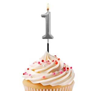 Kikajoy Rakam Mum 7cm Gümüş 1