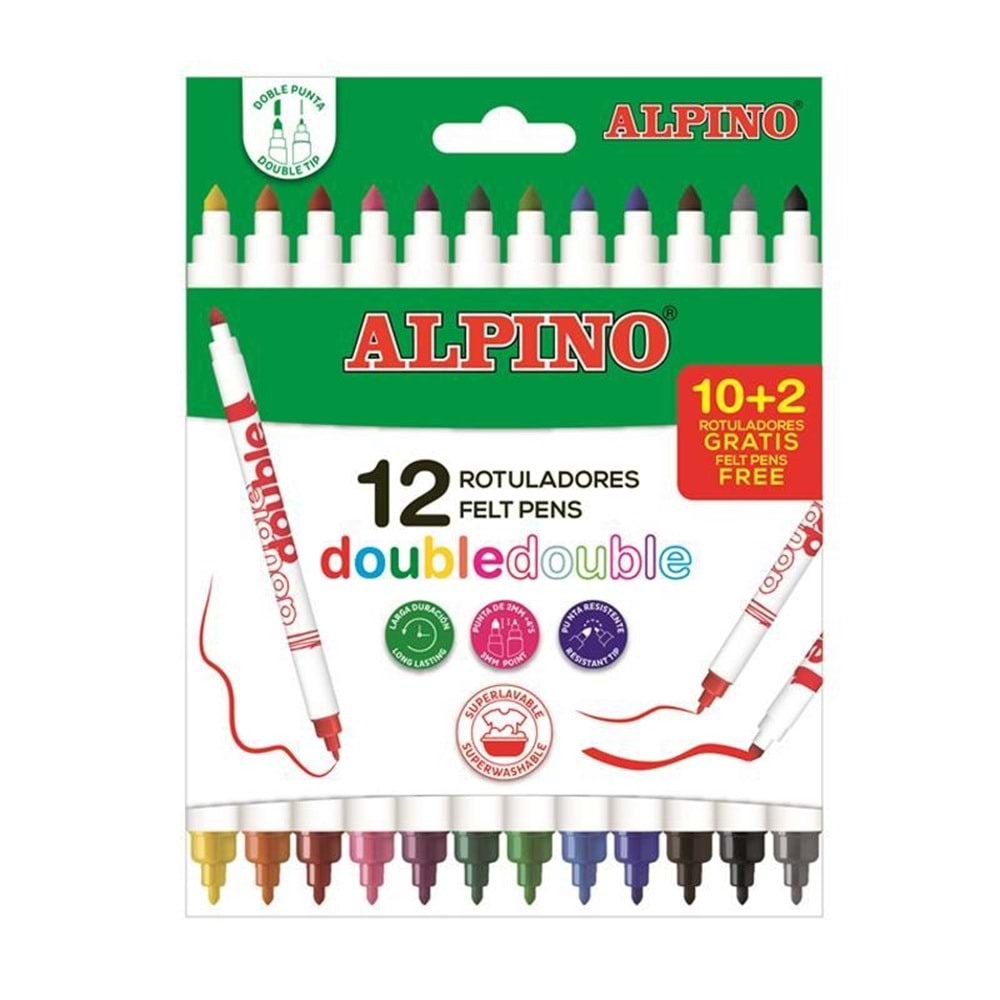 Alpino Keçeli Kalem Çift Yönlü12 Renk AR-002013