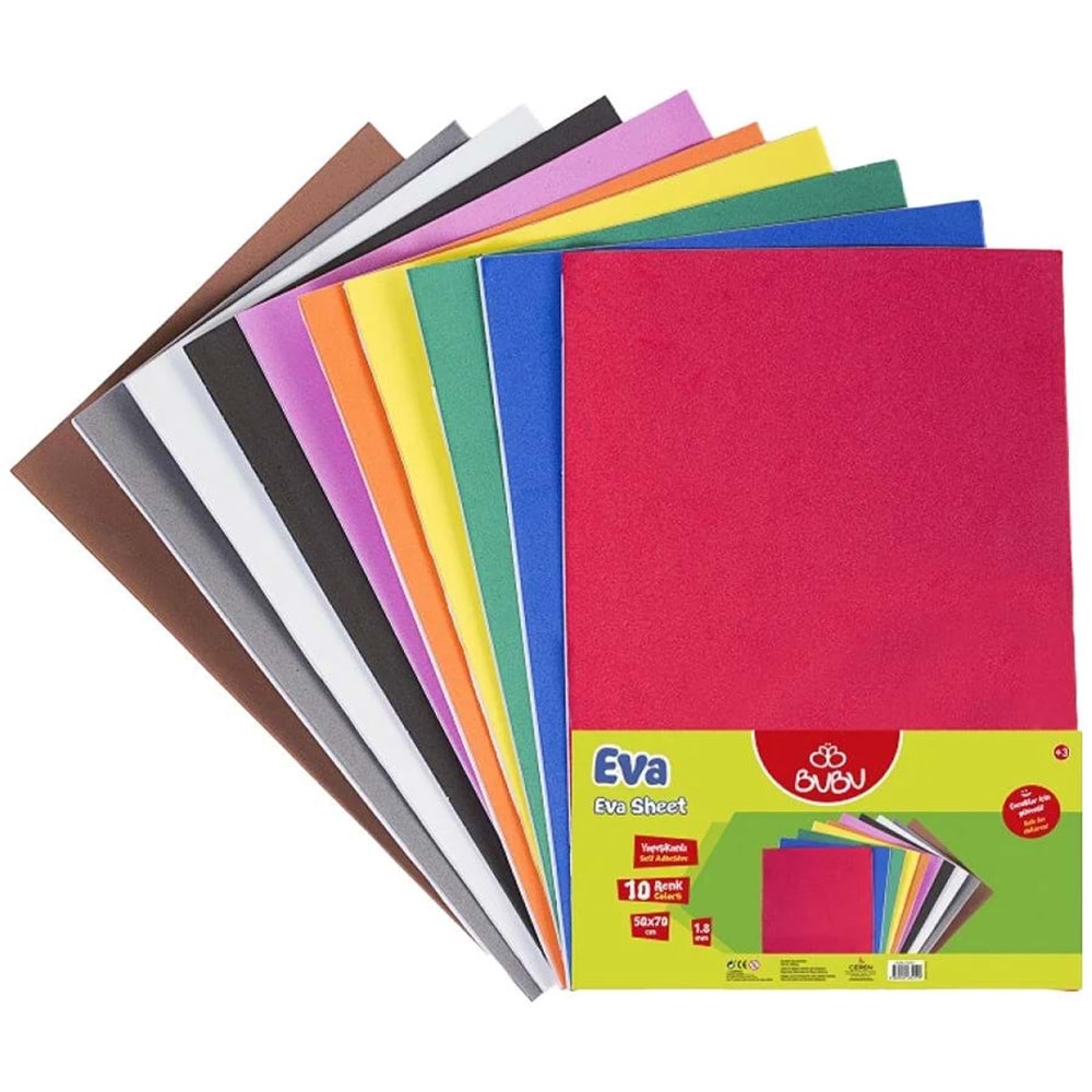 Bubu 50X70 Düz Eva Yapışkanlı Karışık 10 Lu İthal