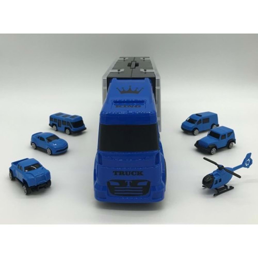 King Kids 6 Mini Araç ve Taşıyıcı Kamyon Mavi LAL 2015