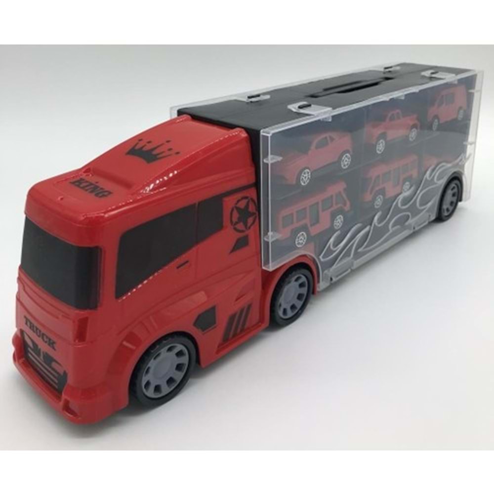King Kids 6 Mini Araç ve Taşıyıcı Kamyon Kırmızı LAL 2016