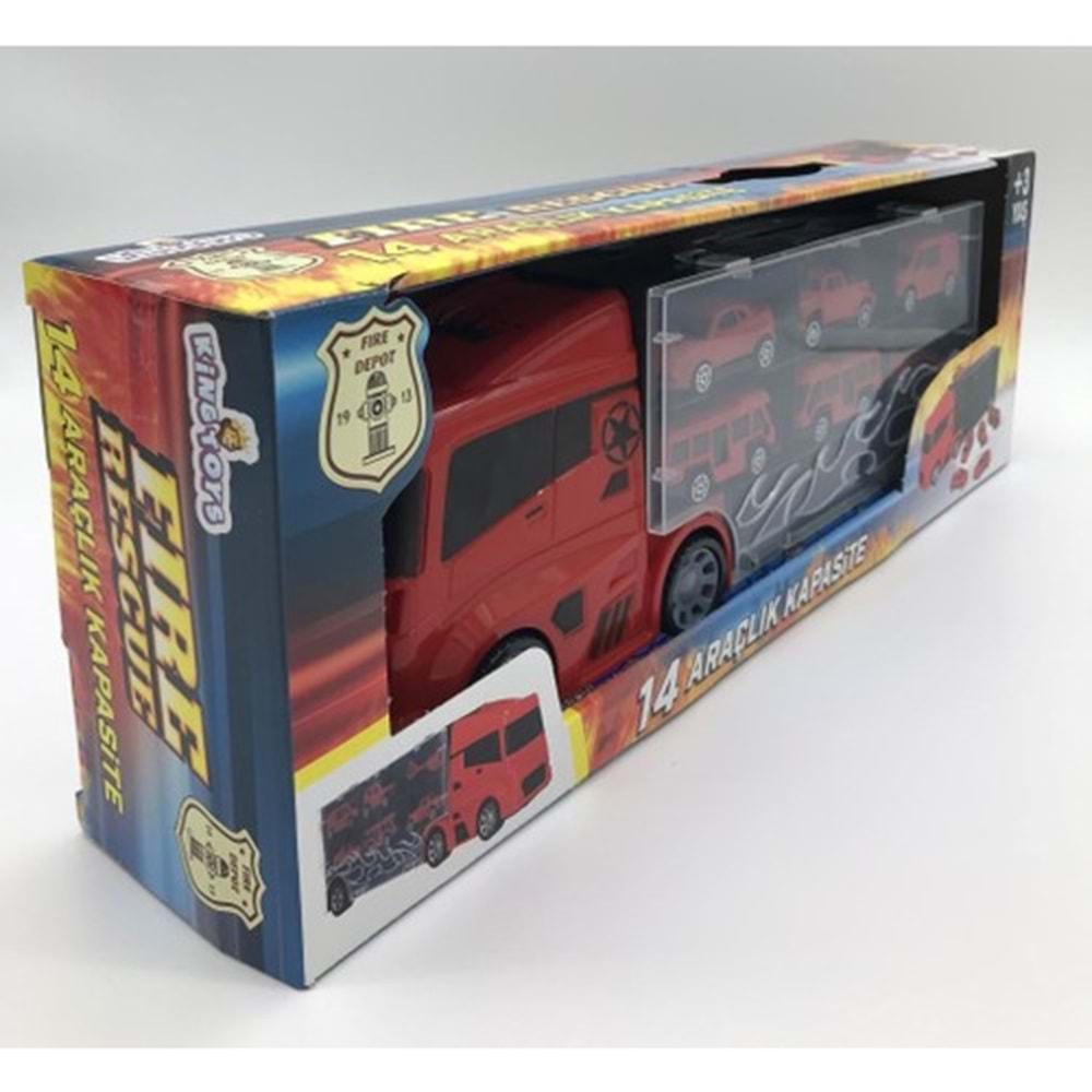 King Kids 6 Mini Araç ve Taşıyıcı Kamyon Kırmızı LAL 2016